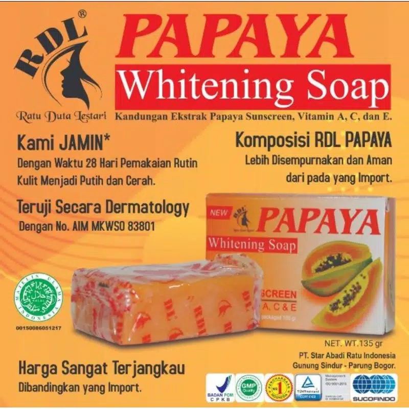 RDL PAPAYA SABUN ANTI JERAWAT PEMUTIH WAJAH