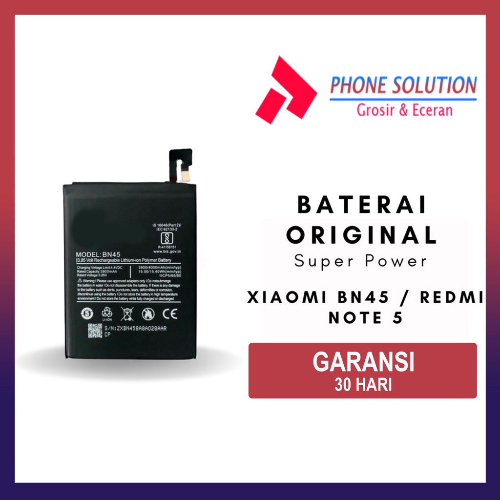 Baterai Xiaomi Redmi Note 5 / Baterai Xiaomi BN45 Super Power // Supplier LCD Xiaomi - Garansi 1 Bulan