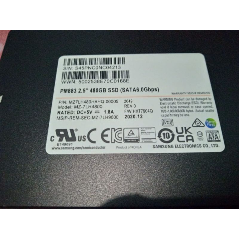 SSD Samsung PM883 2.5 Inch 480 GB