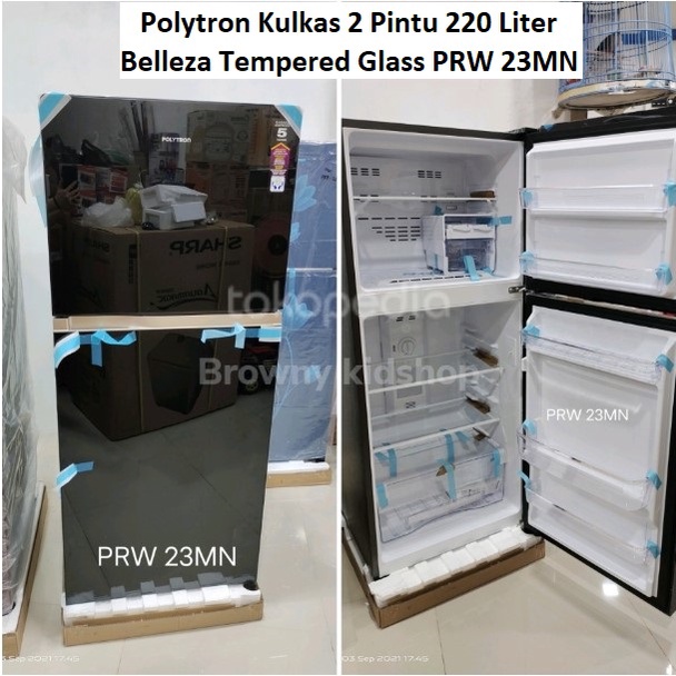Polytron Kulkas 2 Pintu 220L Belleza Jumbo Tempered Glass PRW 23MNX 23MN