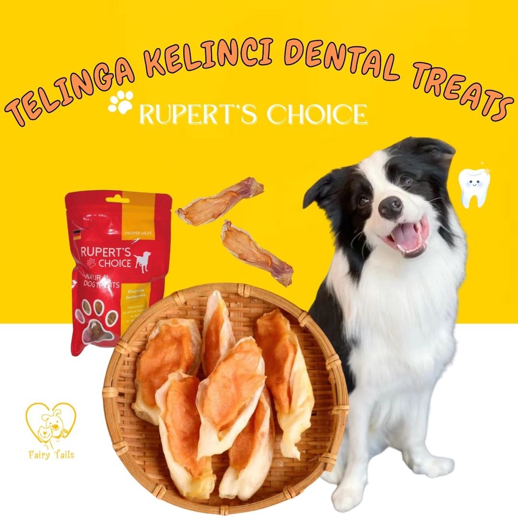 Snack Telinga Kelinci Dan Ayam Segar Rupert’s Choice Untuk Anjing [Premium German Quality] Cemilan Sehat Kuping Kelinci Untuk Anabul / Rabbit Ear and Chicken Snack for Dog Pet