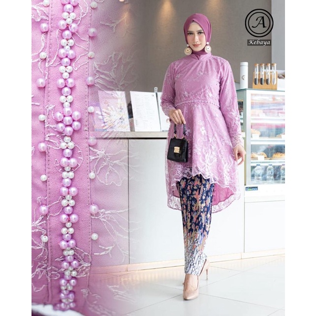 MEM&gt; STELAN TULLE KHANZA - KEBAYA AURORA PAYET - BAJU KEBAYA TULLE BORDIR - STELAN KEBAYA MODERN - KEBAYA MODERN KEKINIAN