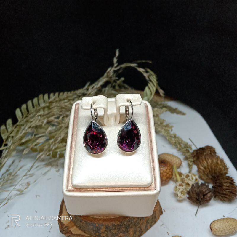 anting swarovsky ungu by Olla Shopping Depok | OSD