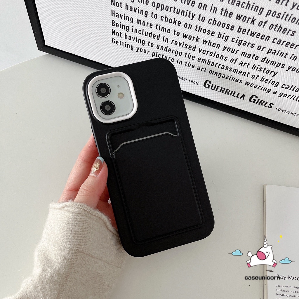 3in1 Soft Case Silikon Warna Permen Macaron + Slot Kartu Untuk iPhone 11 12 13 14 Pro MAX 6 6S 7 8 Plus XR X XS MAX SE 2020