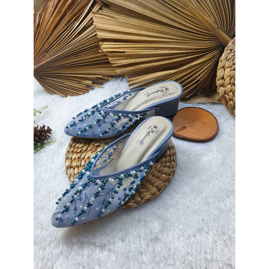 sepatu wanita Yesika wedding iceblue 5cm tahu