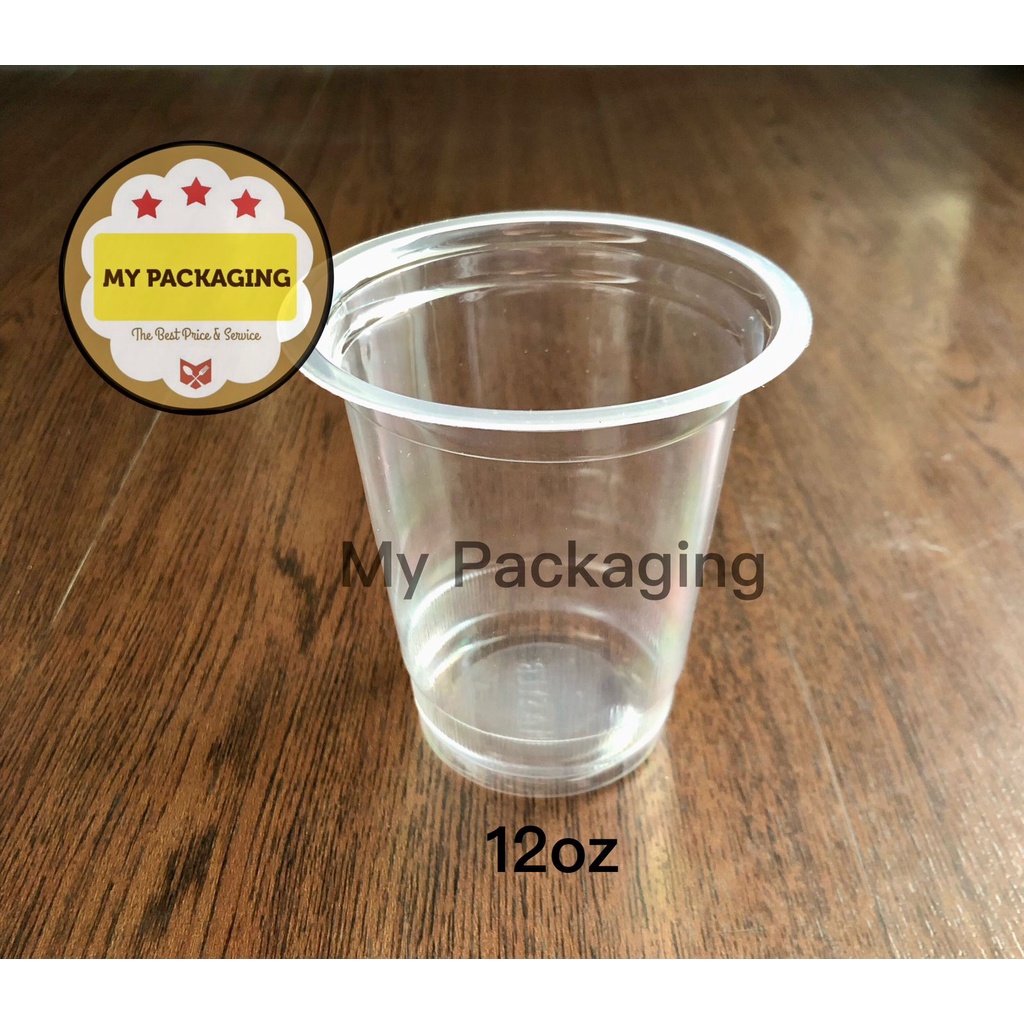 Gelas Cup OZ Plastik 10oz 12oz 14oz 16oz (50 Pcs) Aqua 10 12 14 16 OZ Bening Higienis Foodgrade Polos Jus kopi pop ice buah |  -  Tanpa Tutup