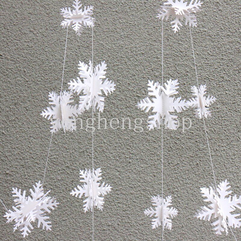 12pcs Banner Garland Desain Snowflake 3D Bahan Kertas Untuk Dekorasi Natal