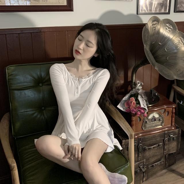 Red Mahasiswa angsa putih keinginan murni peri hati-hati mesin v-neck renda potong pinggang rok musim panas gaun pelangsing