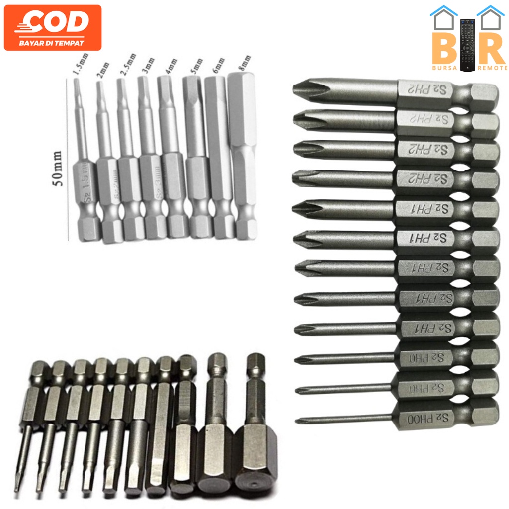 Mata Obeng Torx Magnetic Kunci L Hex Shank 1/4 S2 Magnetik Bahan Baja Alloy Steel