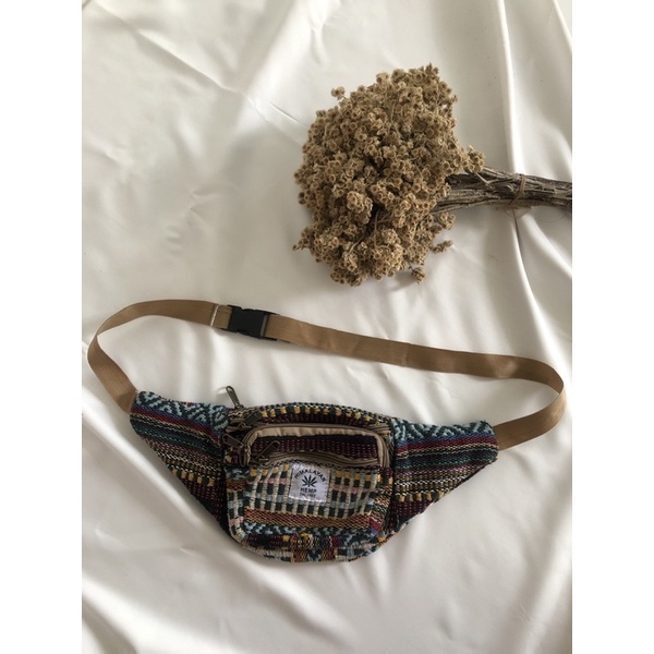 WAIST BAG RAJUT NEPAL PRIA/WANITA HEMP