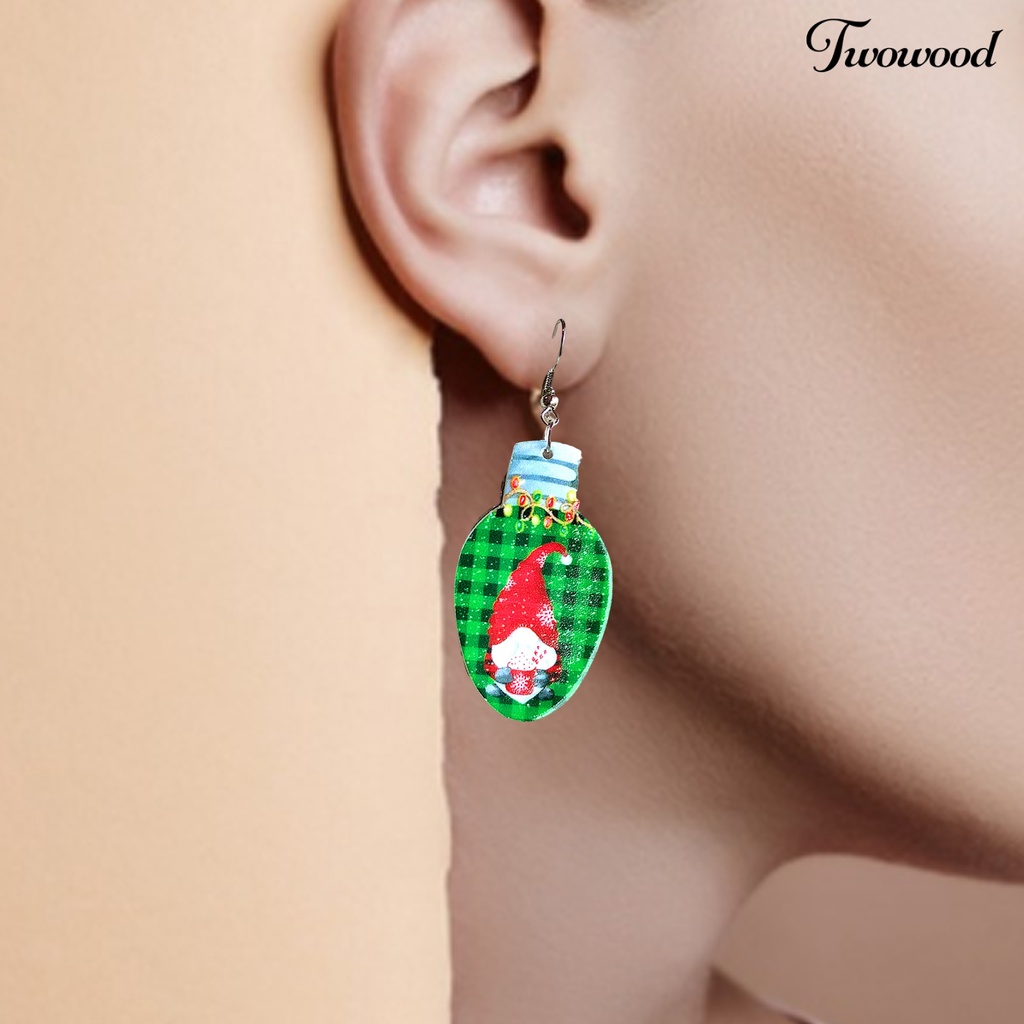 1 Pasang Anting Desain Santa Bahan Akrilik Untuk Wanita