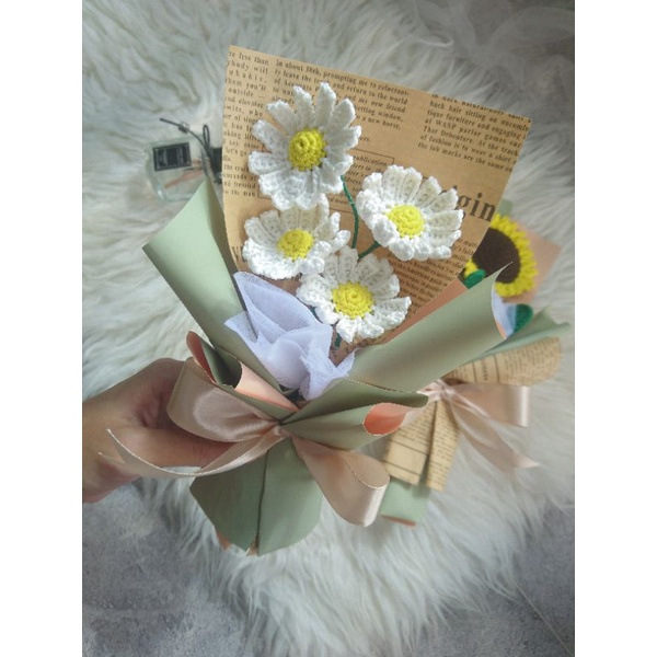 Jual Korean Bouqet Buket Bunga Daisy Rajut Buket Bunga Rajut Hadiah Wisuda Shopee Indonesia