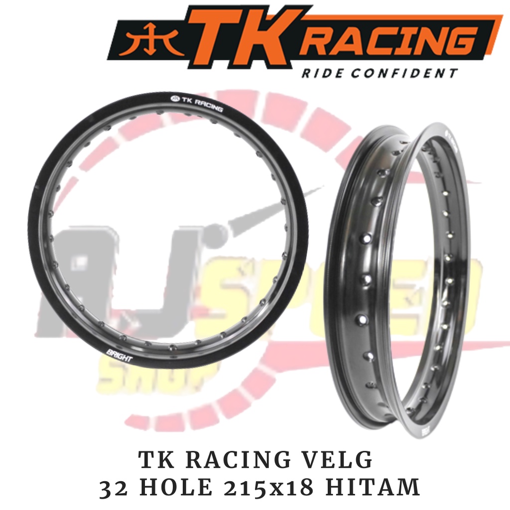TK Racing Velg Pelek Aluminium 32 Lubang Hole 215 x 18 Black Hitam B6163605 / TK Racing Alloy Rim Al