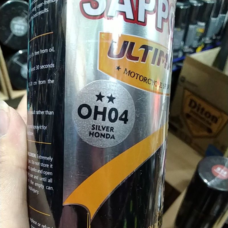 pilok pilox cat semprot cat spray sapporo ultimate 400ml Ov01 rays bronze varian 0y01 matte black ymh 0y05 matte grey ymh 0v01 rays bronze 0h01 matte black hnd 0h03 matte blue hnd 0h04 siler hnd oh05 matte brown hnd