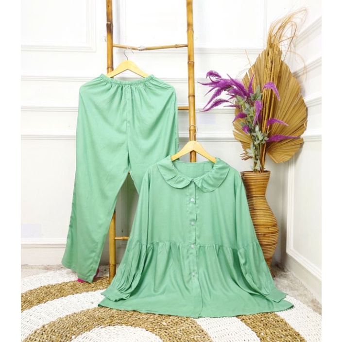 POPY ONESET SET PIYAMA WANITA SETCEL RAYON POLOS SET RAYON SETELAN RAYON PART ||