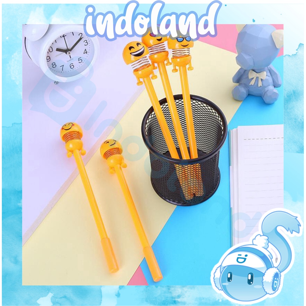 ☀INDOLAND☀ R163 Pulpen Emoticon Goyang Per Karakter Gel Unik Lucu Pena Emoji Goyang Import Murah