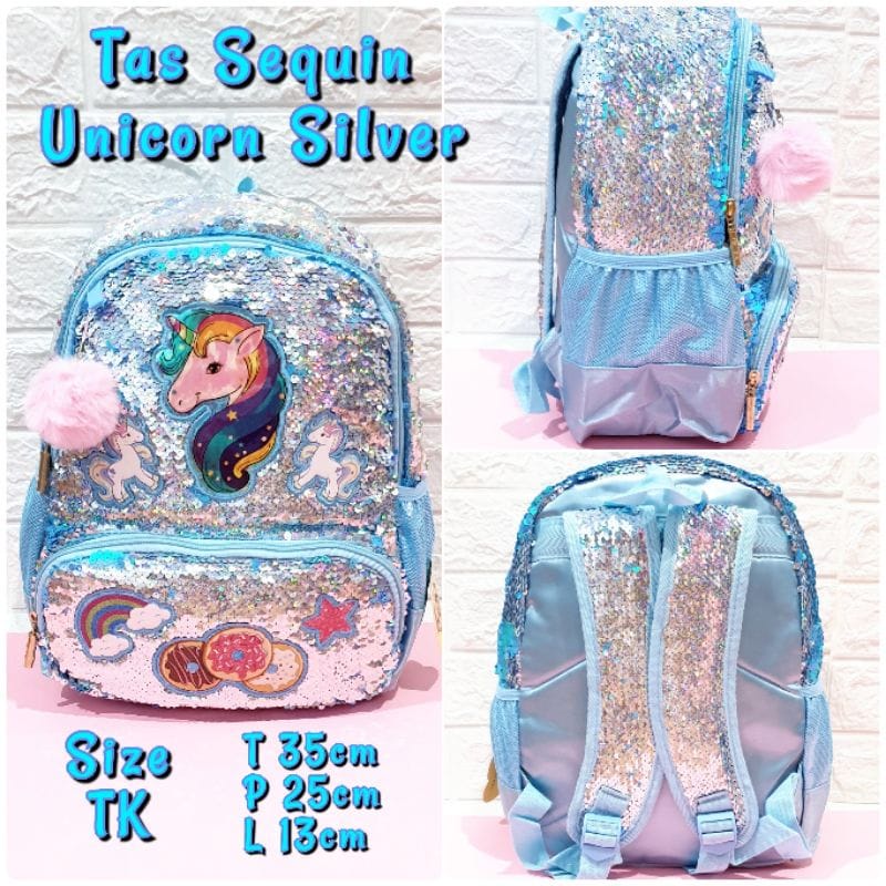 Tas Sekolah Ransel Sequin Unicorn dan LOL cocok untuk Anak SD dan TK Good Quality Bahan Tebal Import