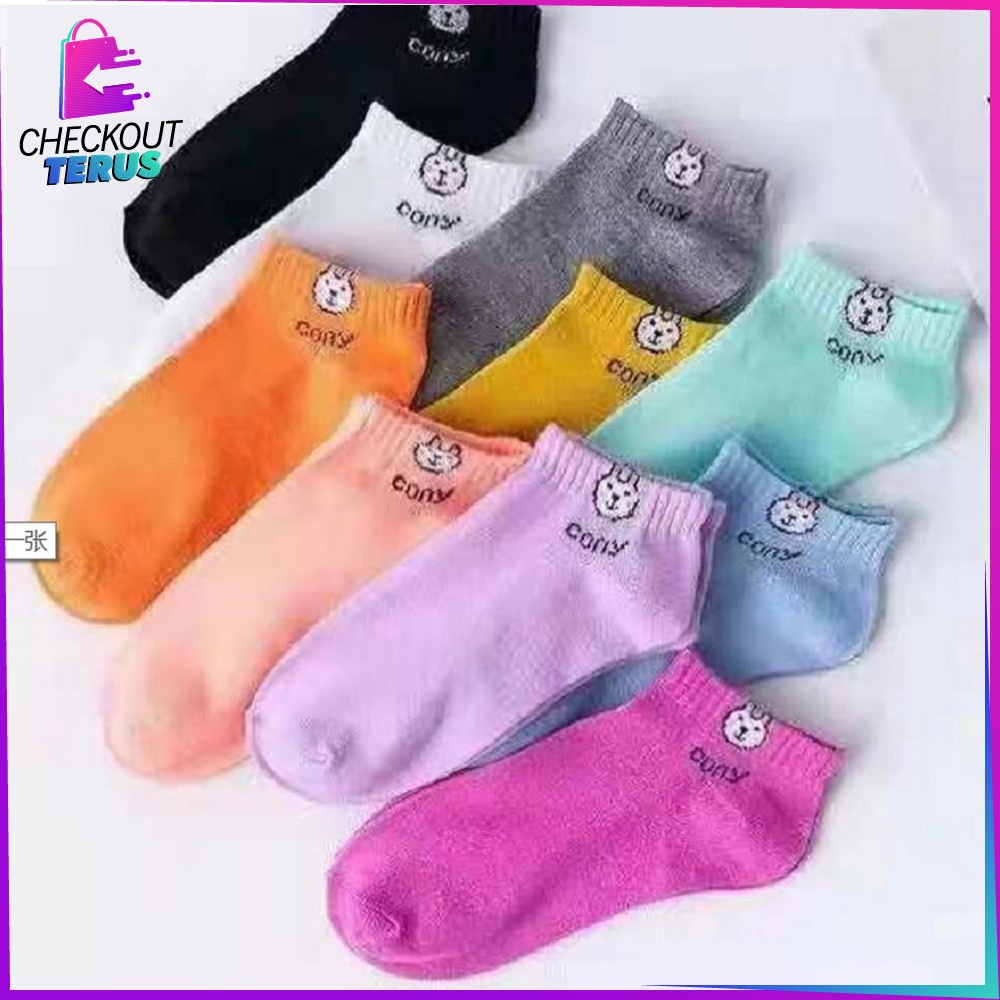 CT P55 Kaos Kaki Ankle Wanita Kaos Kaki Pendek Semata Kaki Polos Dewasa Motif Karakter Cewek Kekinian