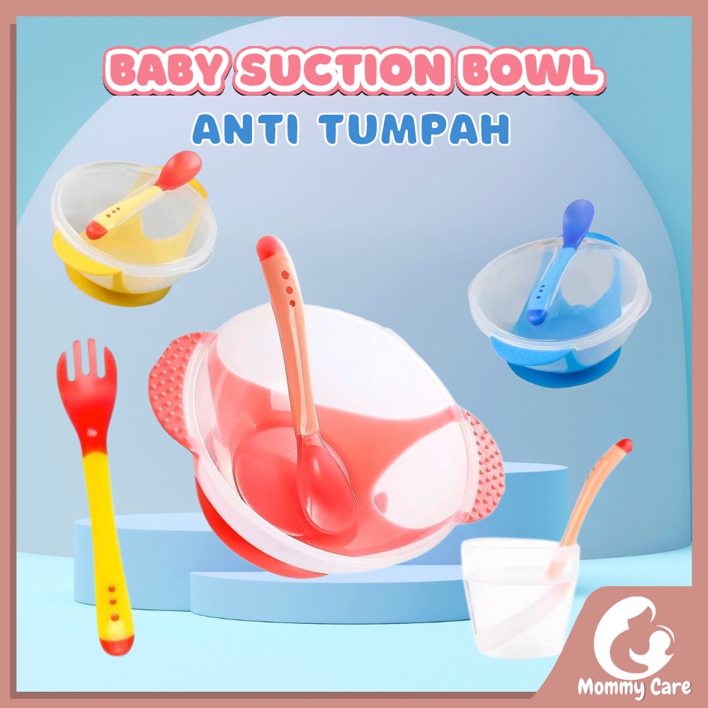 MOMMYCARE MANGKOK SENDOK GARPU BAYI ALAT MAKAN BAYI SILIKON ANTI TUMPAH