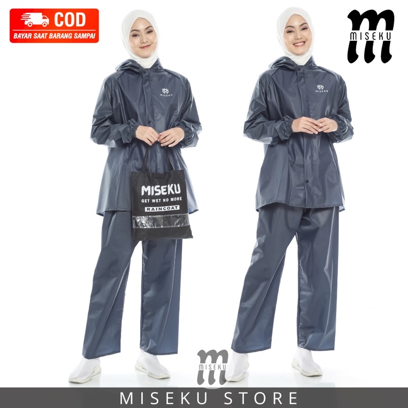 JAS HUJAN, RAINCOAT Pria Wanita Terbaik By MISEKU Anti Rembes HIJAU ARMY