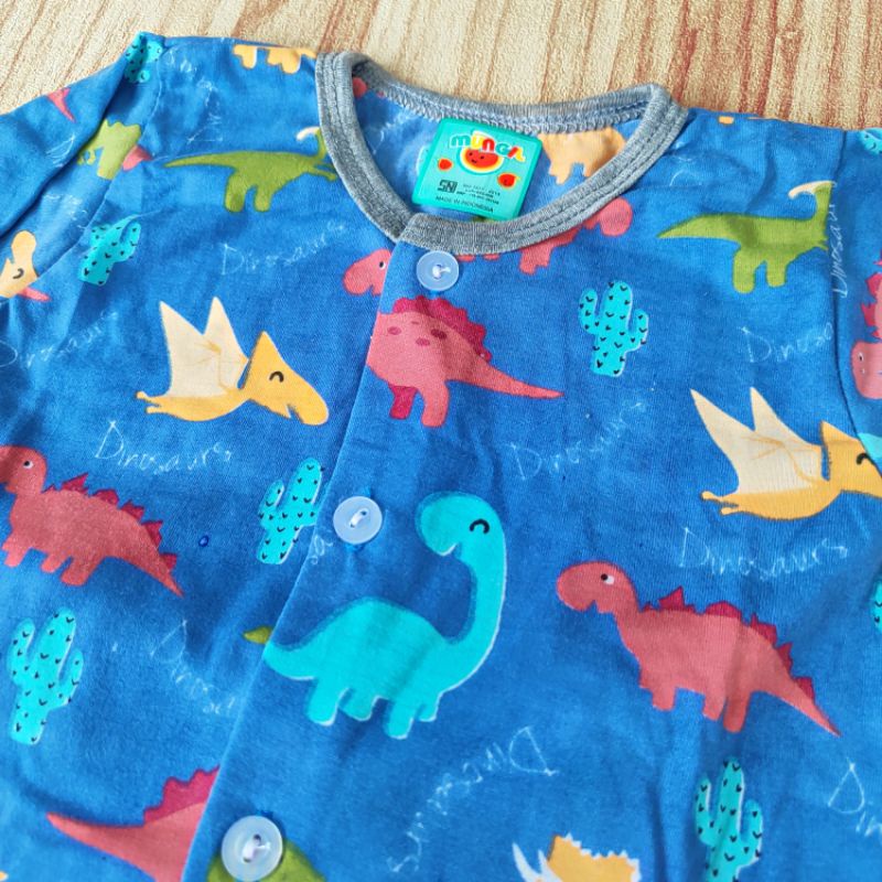 SNI MUNGIL - Piyama tidur katun baju celana panjang anak bayi kancing depan dinosaurus velvet
