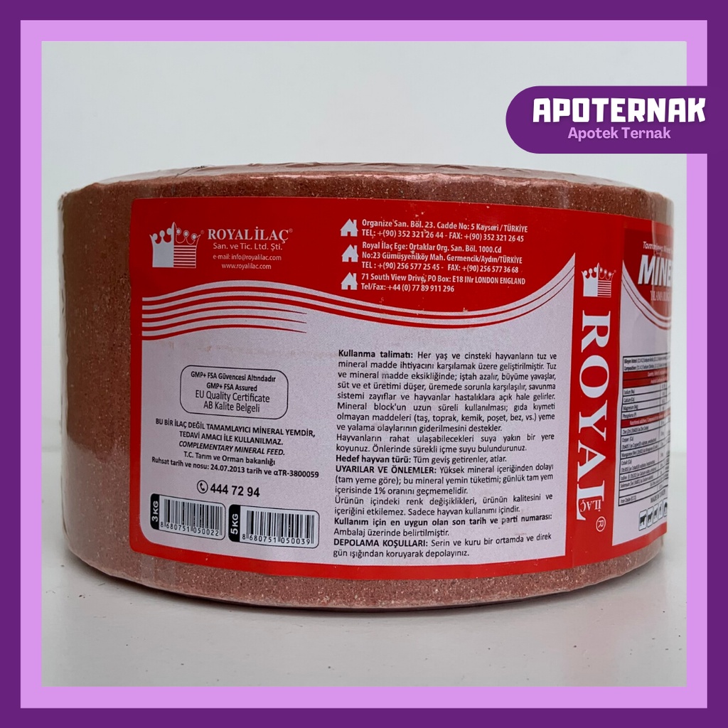 Mineral Block Royal 3 kg ROYAL ILAC | Mineral Blok DOMBA  I Mineral Blok Sapi I Mineral Jilat  |  | Apoternak