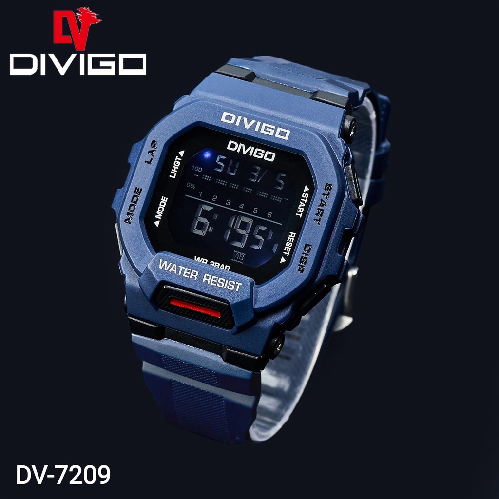 Jam Tangan Digital Pria DV-7209 Water Resistant 3ATM-Full Navy