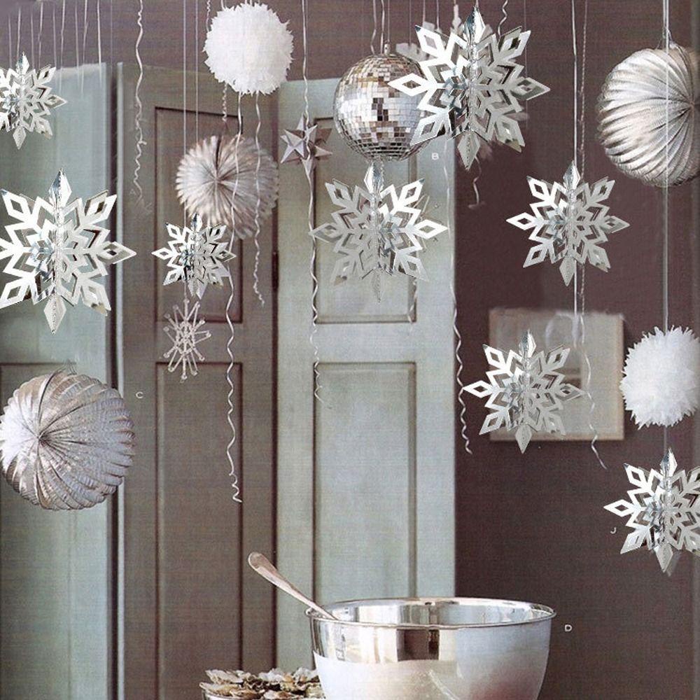 Top 15PCS 3D Artifisial Snowflake Dekorasi Natal Tahun Baru Navidad Ornamen Palsu Snow Decor