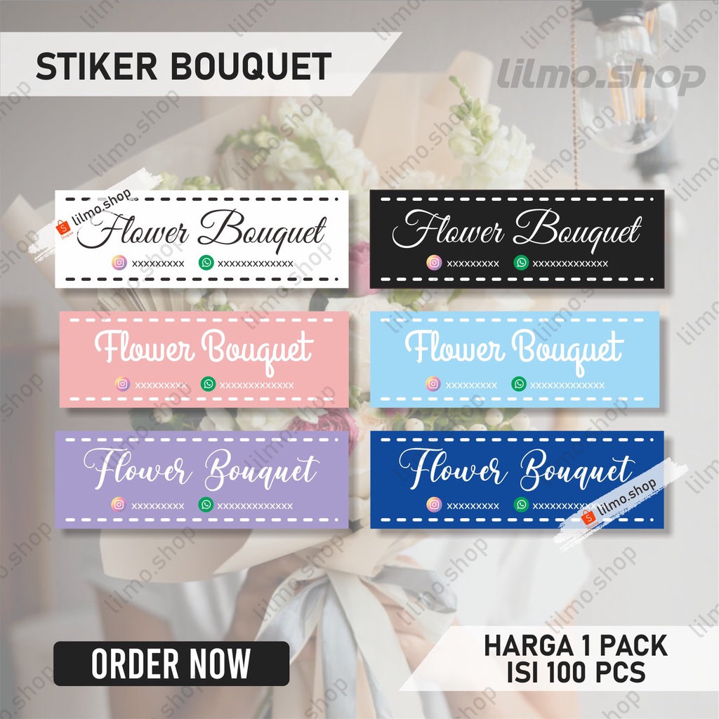 

(1 PACK ISI 100 Pcs) Stiker Buket, Stiker Label Buket, Stiker Bouquet, Stiker label Bunga
