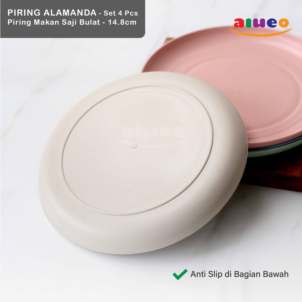 AIUEO 15cm Piring Makan Saji Bulat WheatStraw Jerami Gandum Aesthetic Estetik Plastik