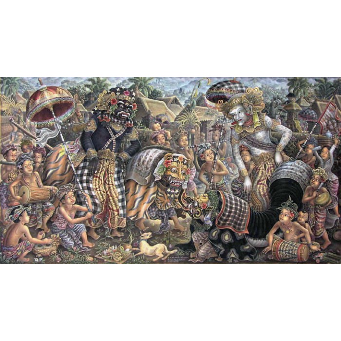 Repro Gambar Lukisan Upacara Adat Bali Pretty Painting Beautiful