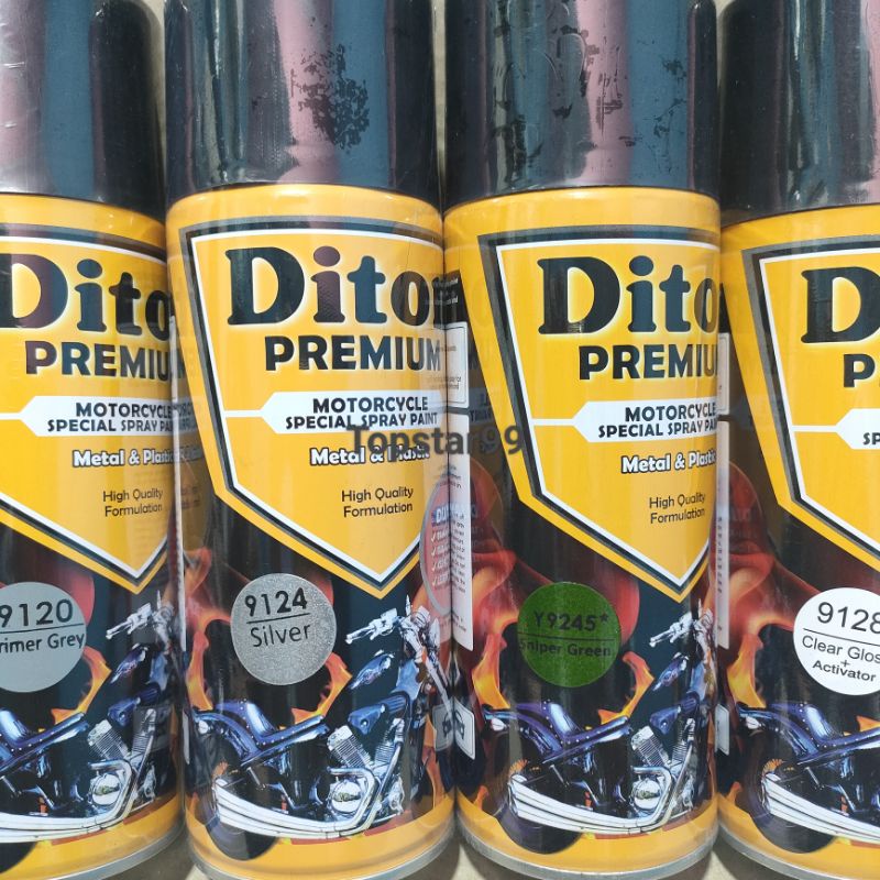 Pilok Cat Diton Premium Paket Komplit 4 Kaleng Sniper Green Hijau 9245 Primer Grey 9120 Silver 9124 Clear Gloss 9128 400cc Pilox Paketan Cat Semprot Special Spray Paint