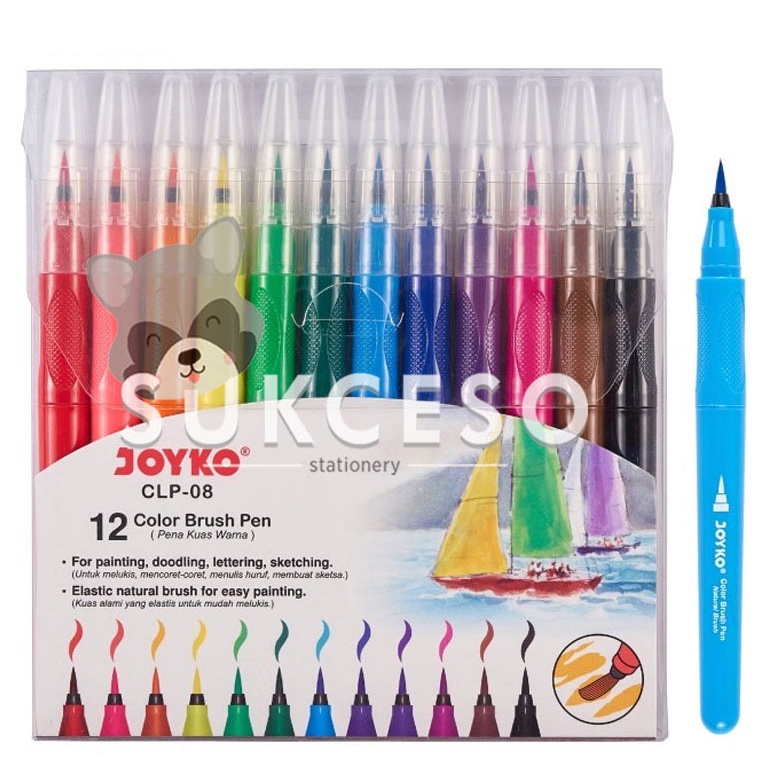 

Joyko CLP-08 Color Brush Pen Pena Set 12 / Kuas Warna Warna Color