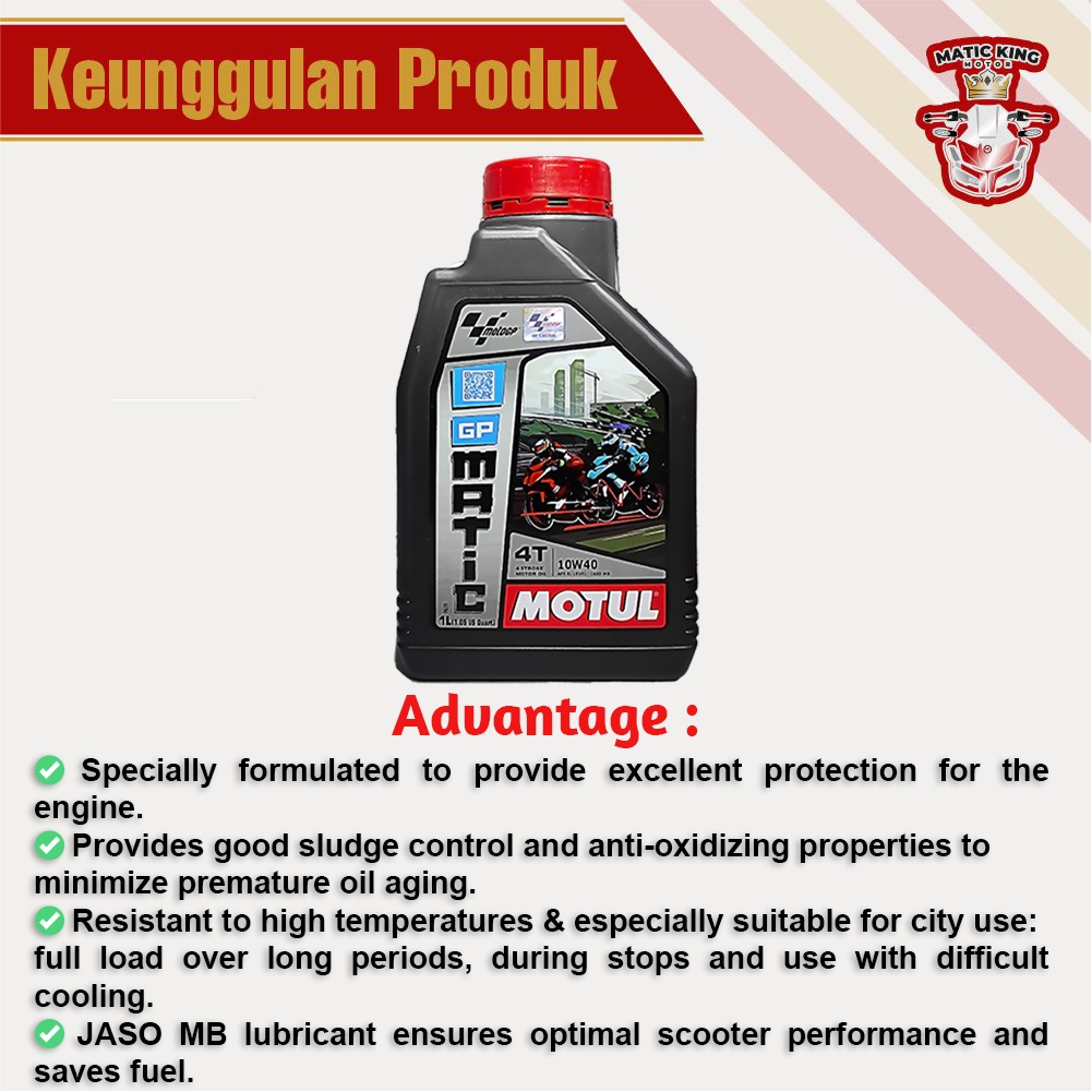 Motul Oli Mesin GP Matic 10W-40 MB API SL MOTOR 4 Tak 1L