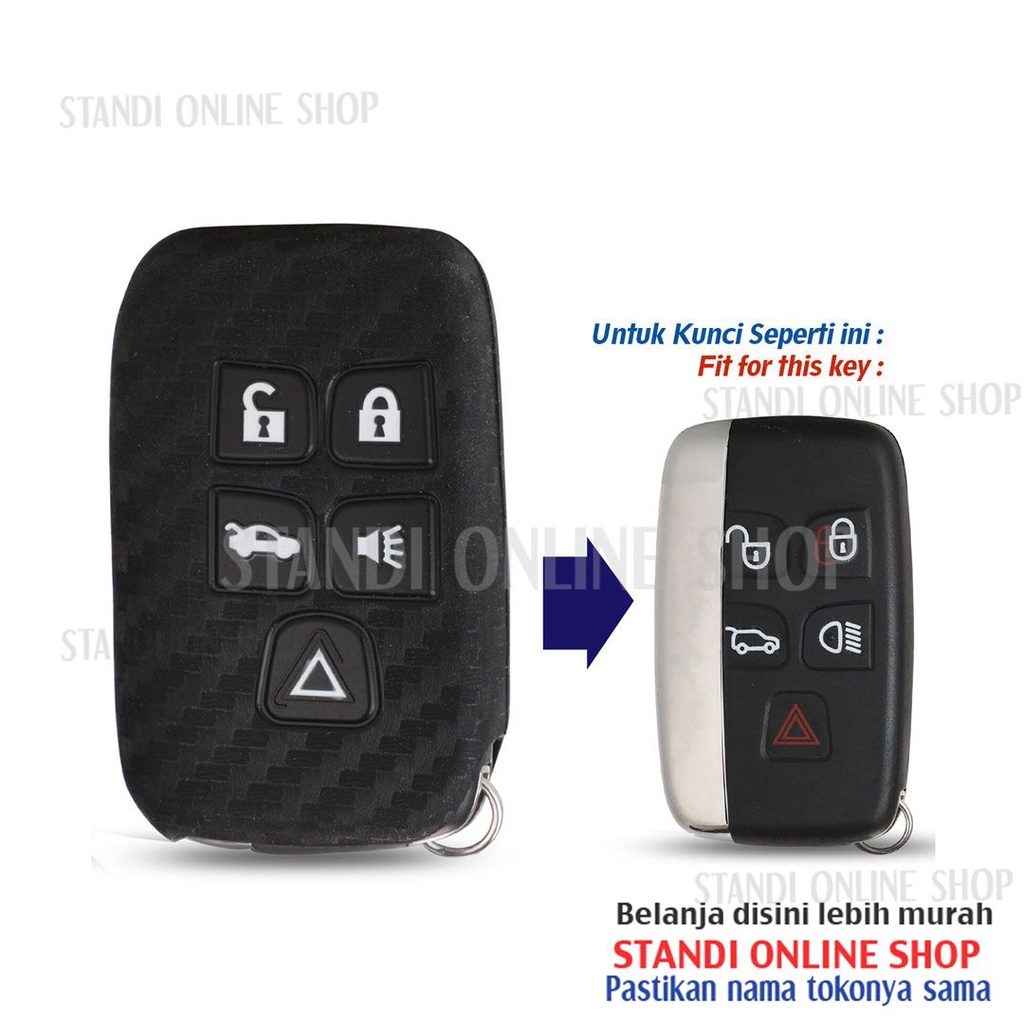 Sarung Kunci Silikon Remote Cover Carbon Smartkey Range Rover Evoque Velar Discovery Land Rover