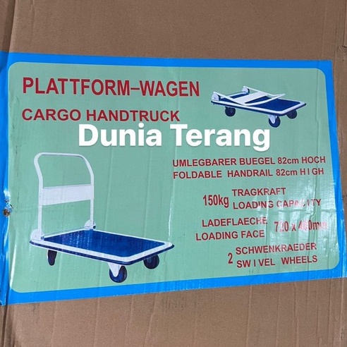 Hand Truck FREDER 150 kg Dasar Plat Logam - Troli Barang Lipat  Serbaguna Model Besi - Gerobak Besi - Trolley Troly Dorongan Barang Hand Truck Plat Besi 150kg FREDER