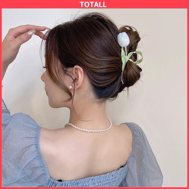 COD Temperamen Tulip Logam Wanita Klip Hiu Sense High-end Klip Rambut-Totall