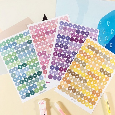 

HI460 Stiker Alphabeth Huruf Angka Warna Pastel Murah Untuk Label Catatan