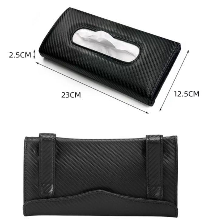 Tempat Tissue Kotak Tissue/Masker Carbon Mobil Gantung Magnetik Klip