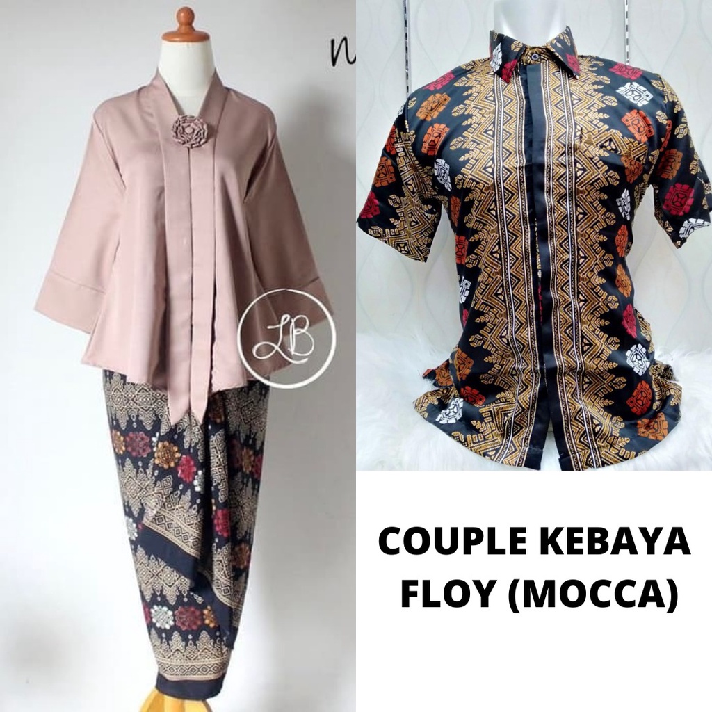 Setelan Kebaya Couple Floy Kutubaru modern Milo / Kemeja Lengan Pendek Pria