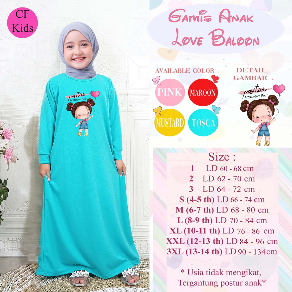 Gamis Anak Perempuan DTF Love Baloon CKids