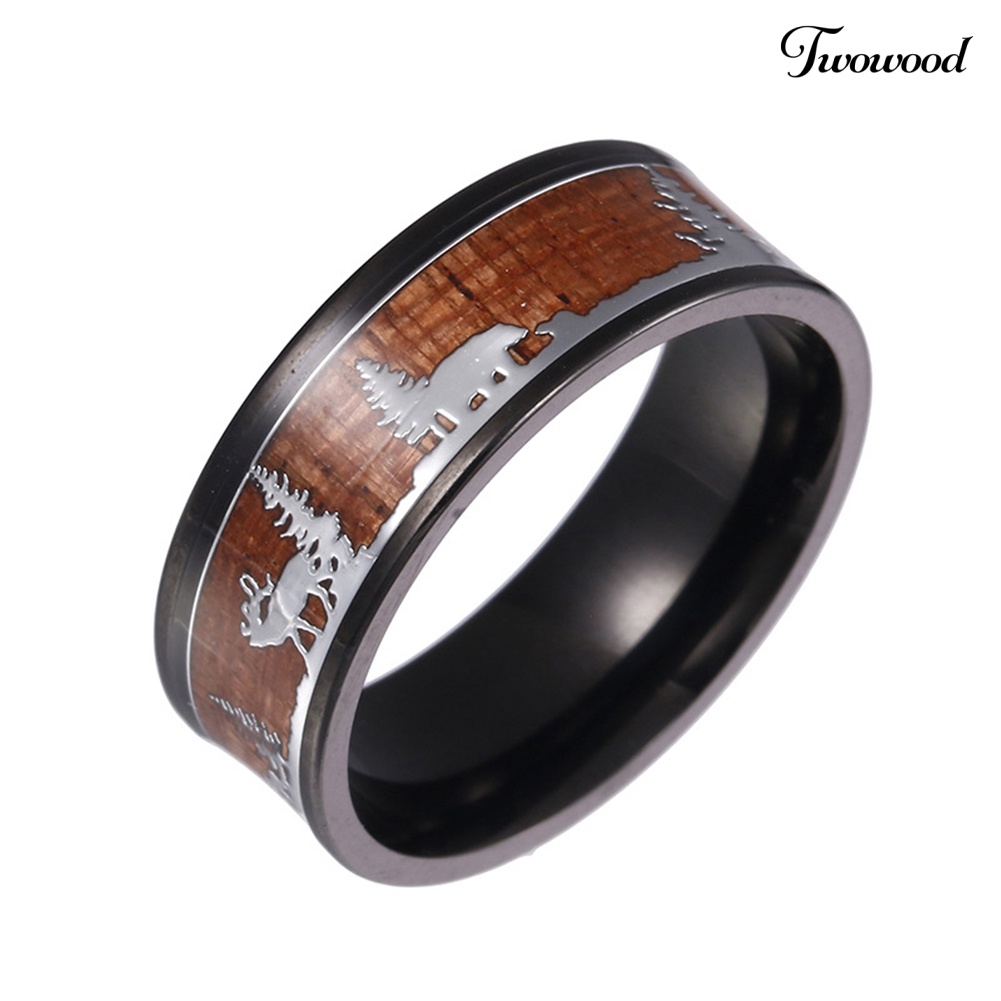 Cincin Siluet Rusa Bahan Titanium Steel Untuk Pria Dan Wanita