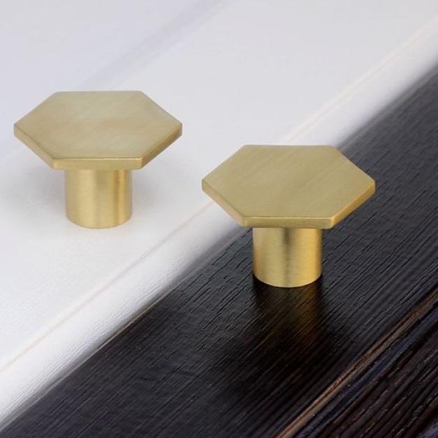 Gold Handle Brass Hexagon Knob Cabinet Pull Tarikan Laci Emas