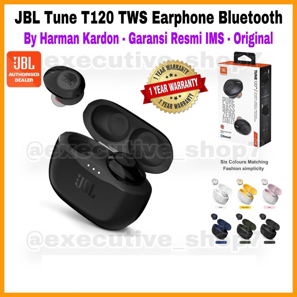 JBL Tune T120 TWS Earphone Bluetooth - By Harman Kardon - Garansi Resmi IMS - Original