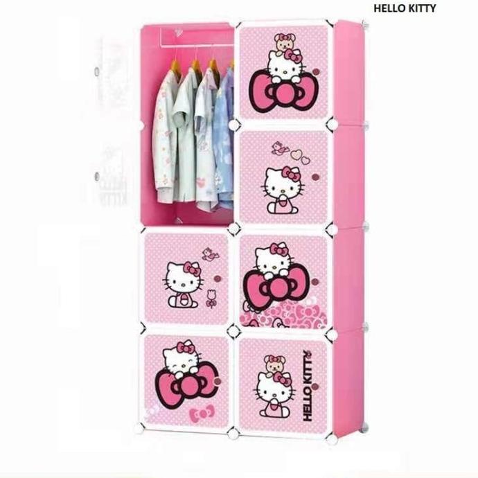 

LEMARI PLASTIK 2X4/LEMARI PAKAIAN KARAKTER/LEMARI GANTUNG/ HELLO KITTY stock ready