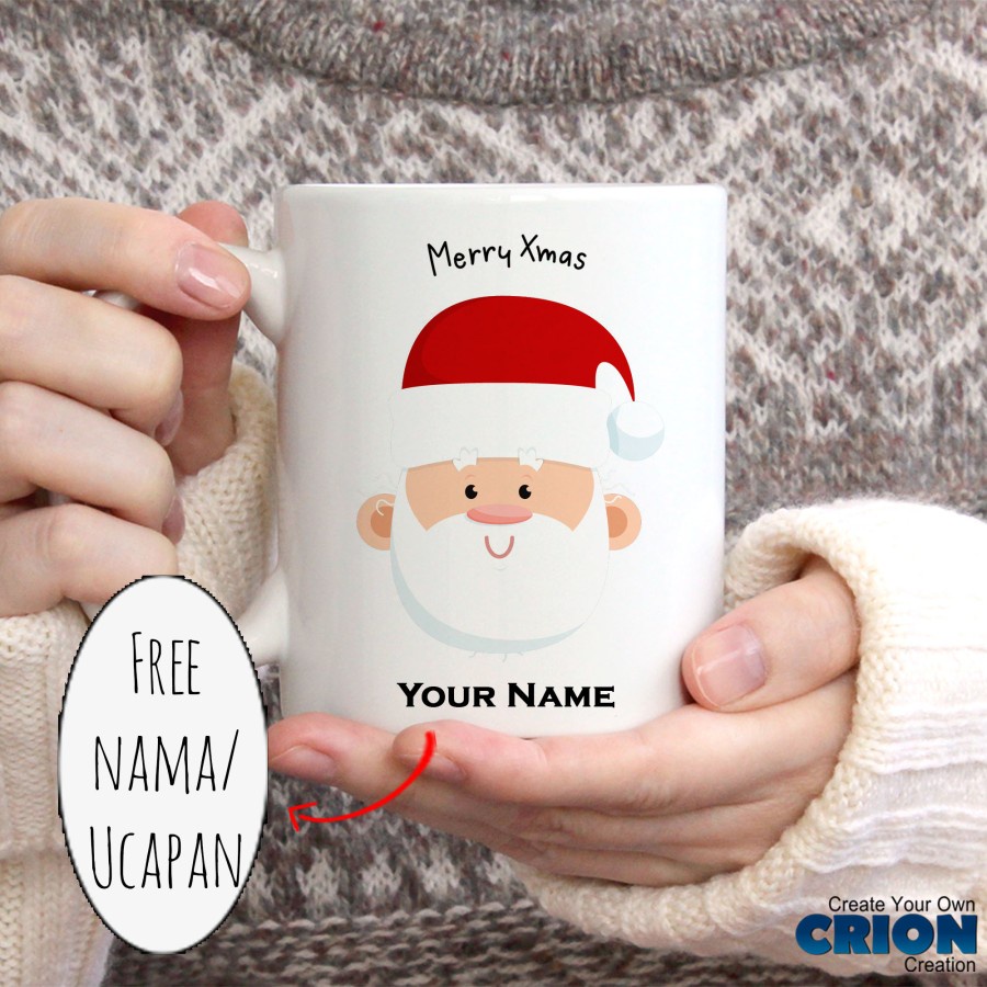 Mug Karakter Natal Christmas Hadiah / Kado / souvenir bisa custom Nama