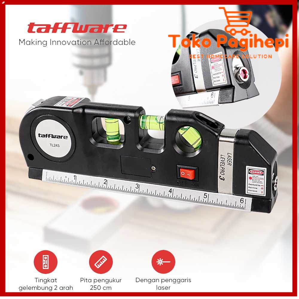 

Taffware LEVELPRO3 Penggaris Laser 250CM + Waterpass - TL243