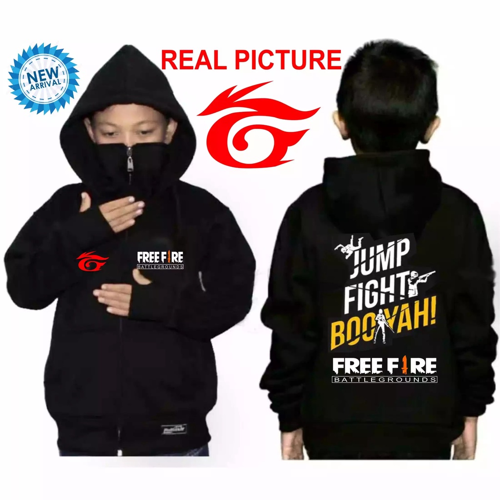 BISA COD) JAKET HOODIE FREEFIRE / SWEATER FREE FIRE GAME GARENA ANAK LAKI LAKI USIA 7-13 TAHUN