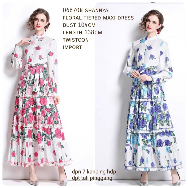 MDLV ~ 06670# Shannya Floral Tiered Maxi Dress Premium Import