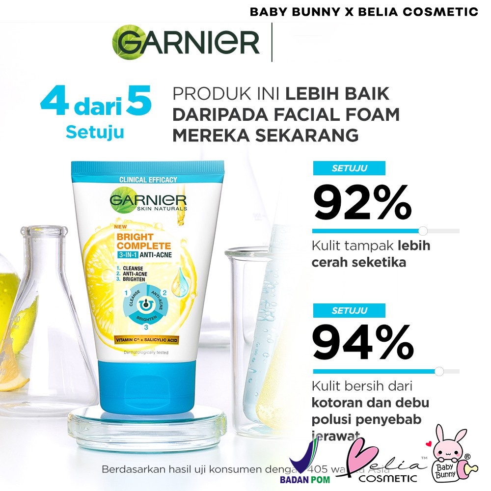 ❤ BELIA ❤ Garnier Bright Complete Anti Acne Series | Clear Up | Serum | Sachet | Face Wash | Masker Wajah | BPOM